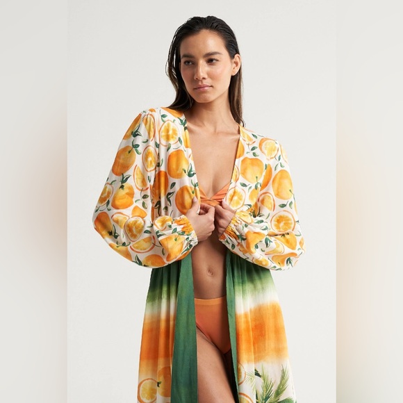 SIGAL Long-Sleeve Tie-Front Cover-Up Dress L - Picture 9 of 16